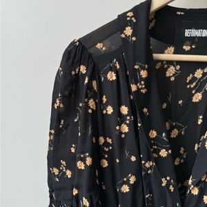 Reformation Women's Gold and Black Dress